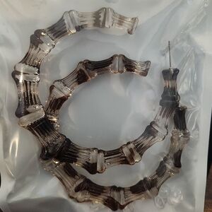 Bamboo Style Hoop Earrings Large Size